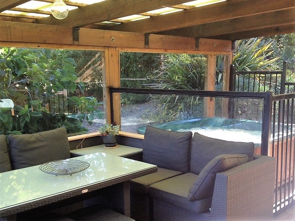 Saturna lounge area on covered deck