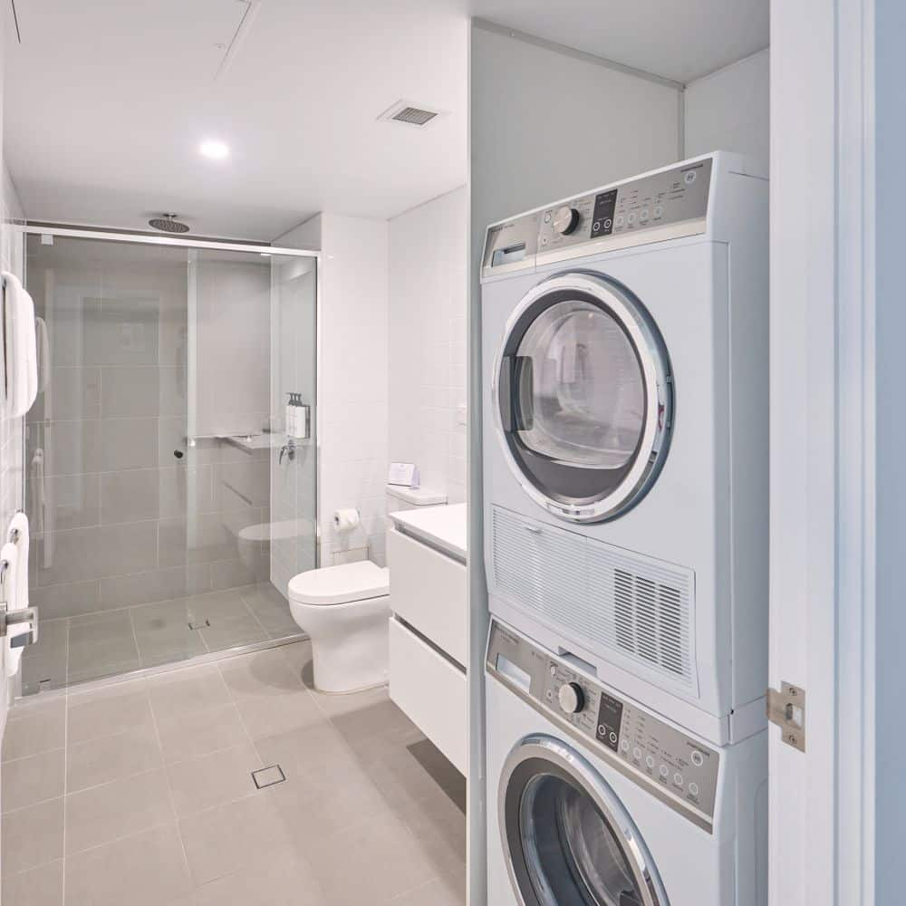 Bathroom with Walk-In Shower, Washer & Dryer