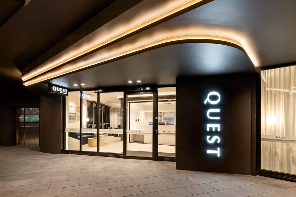Quest Logo & Property Entrance