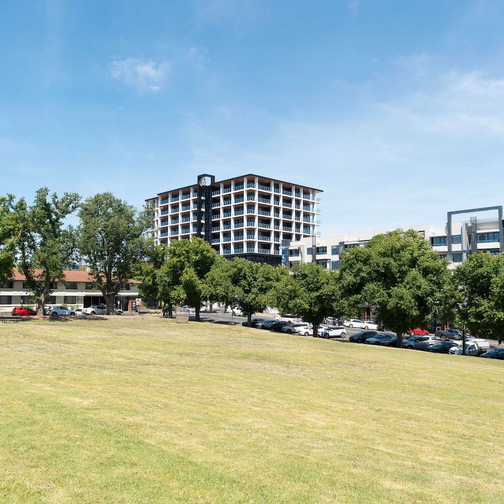 R Hotel Exterior from Austin Park