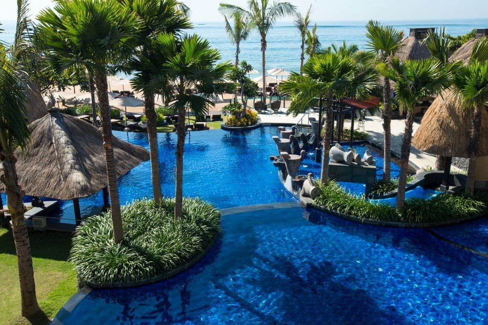 Resort pool towards beach