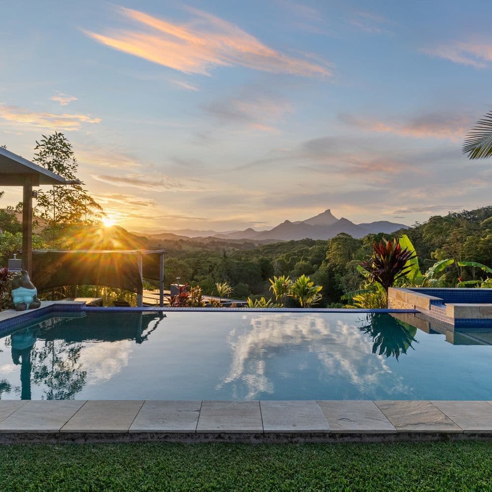 La Rocher Eco Retreat - Sunset from the pool