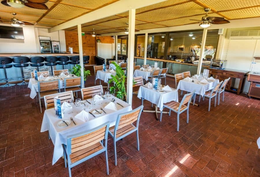 Outdoor dining at Sails Restaurant