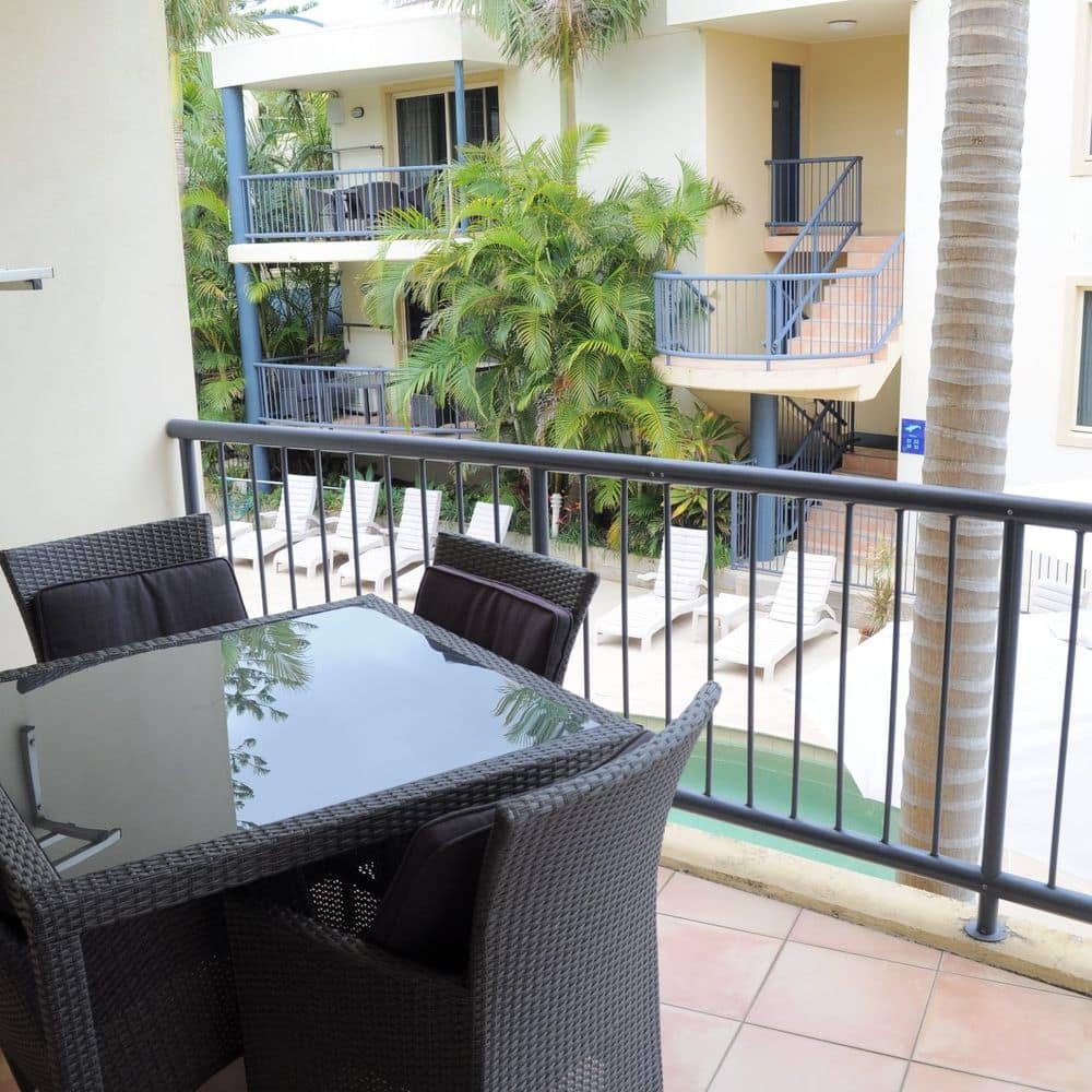 Balcony overlooking the Solar Heated Pool